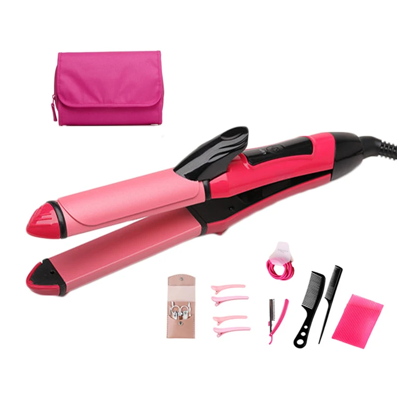 Оптовая продажа титановое 360 градусов Поворотный сетевой шнур розовые цветы ручной щипцы для завивки волос