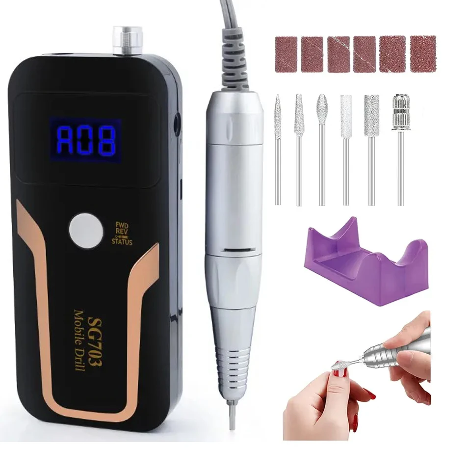 YOKEFELLOW Electric Nail Drill Machine 35000RPM Professional Electric Nail  File Kit For Acrylic Gel Nail Manicure Pedicure Efile