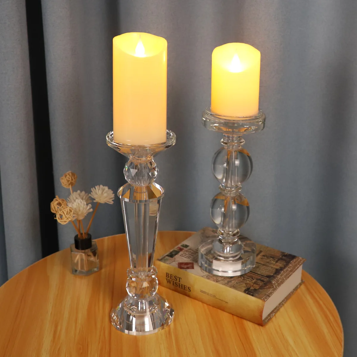 christmas led candle holders supplier classic candle holder glass pillar candle holder 2pcs dining table