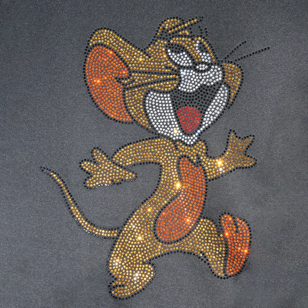 Bling Heat Transfer Rhinestone Sheets Mouse Design Iron on Rhinestone Transfer Hotfix for Garment