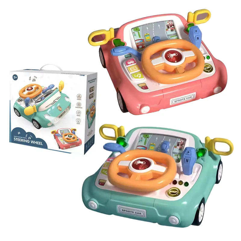 Multi Function Functional Electric Traffic Steering Wheel Car Simulation Early Education Driving Baby Car Toy with Light Music
