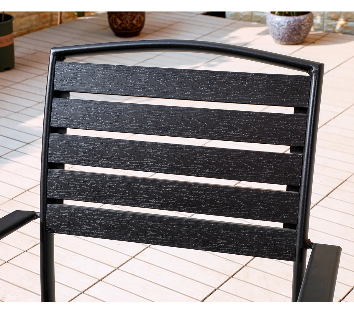 Modern Outdoor Patio Furniture Garden Wooden Arm Stackable Restaurant