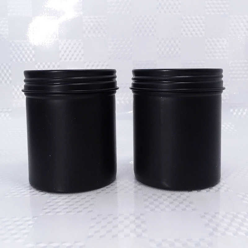 100ml 200ml matte black aluminum storage can tall metal tin jar with screw cap and slip lid