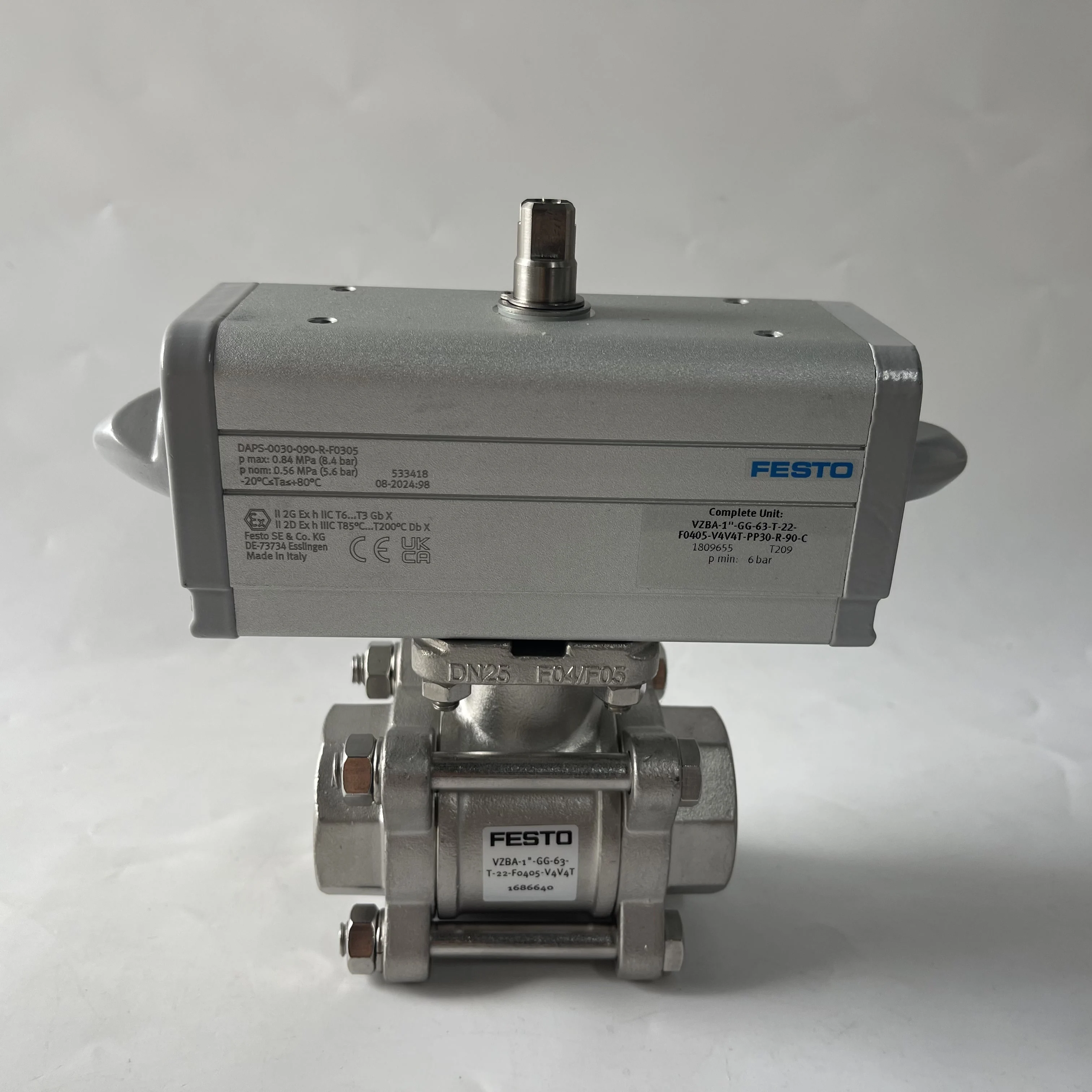 Festo Pneumatic Actuated Ball Valve Unit VZBA-1/2''-GG-63-T-22-F0304-V4V4T-PP15-R-90-C Festo Pneumatic Actuated Ball Valve Unit VZBA-1/2''-GG-63-T-22-F0304-V4V4T-PP15-R-90-C
