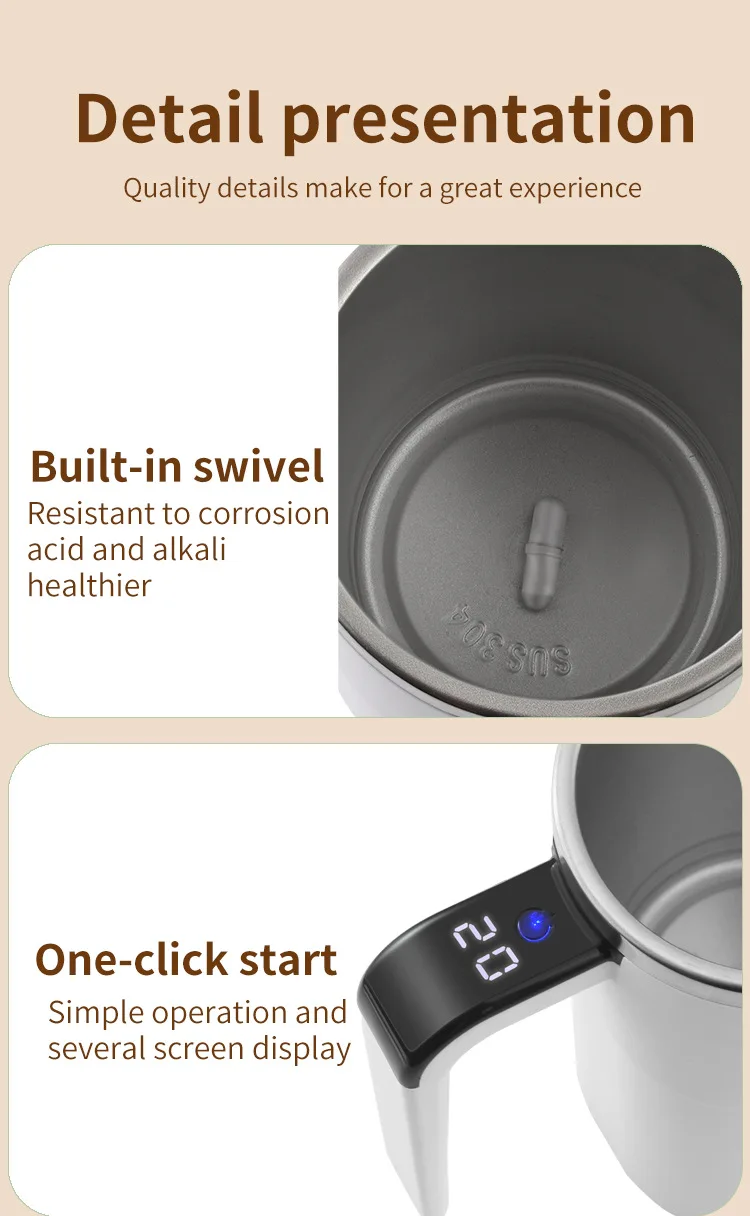 FAST Custom Lazy Coffee Mug Plastic USB Powered Portable Automatic Mixing Cup With Magnetic Design And Blender Function_voghion.com