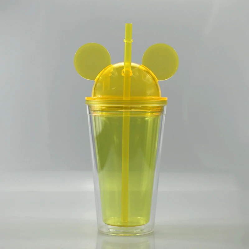 2023 16oz Ear Shape Dome Lid Cartoon Clear Acrylic Plastic Tumbler Cups  with Straws - China Mickey Ear Tumblers and Mickey Cup Mouse Tumbler price