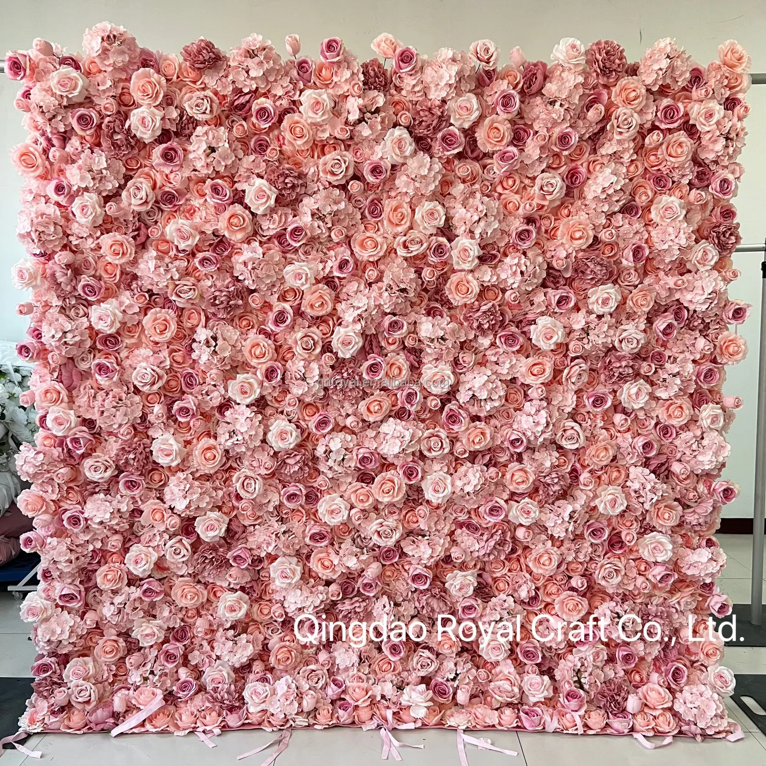 Custom Flowerwall 5d 3d White Roll Up Cloth Flower Wall Wedding Decor