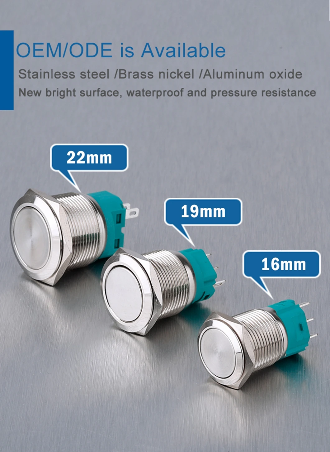Push Button Switch On Off Switch Metal 19mm 220vdc With Led Light ...
