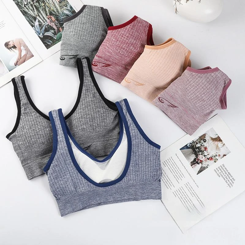 New Design Wireless Ribbing Tube Top Yoga Gym Running Bras Low Back Cotton Crop Top Seamless