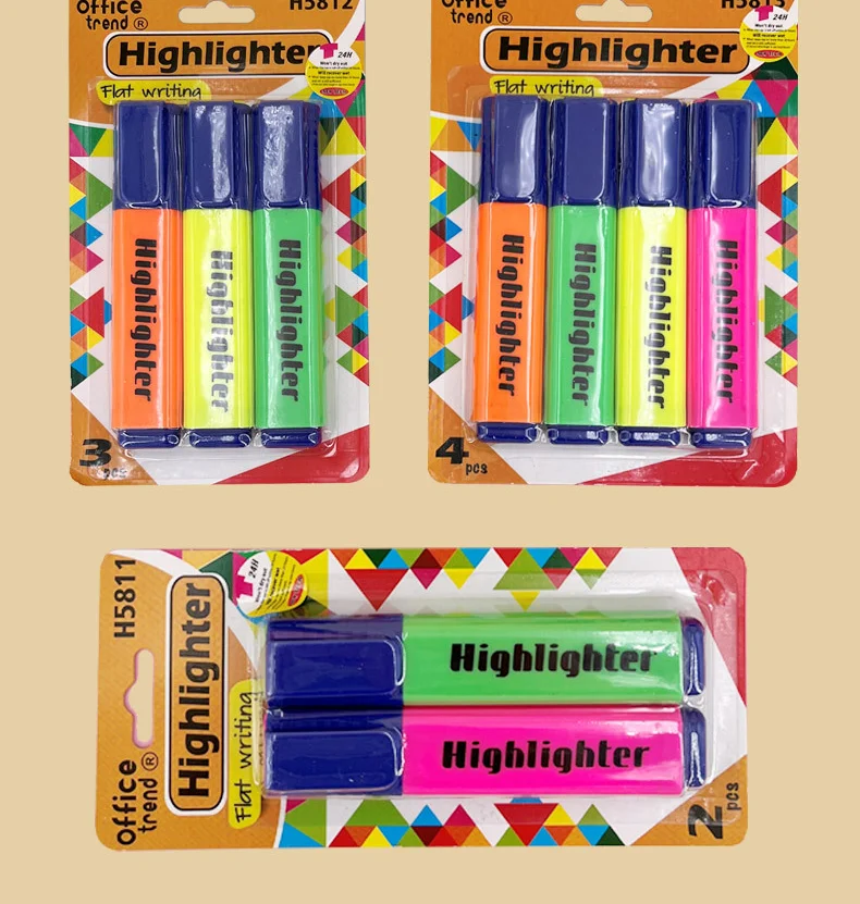 Customer Logo Multi-color Fluorescent Highlighter Pen For School & Office -  Buy Highlighter Pen,Highlighter Marker Pen,Fluorescent Pen Product on  