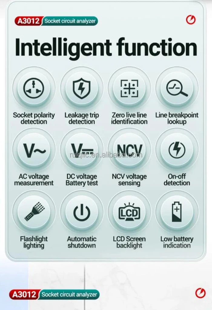 A3012 Multifunctional Socket Circuit Analyzer - AC/DC Tester