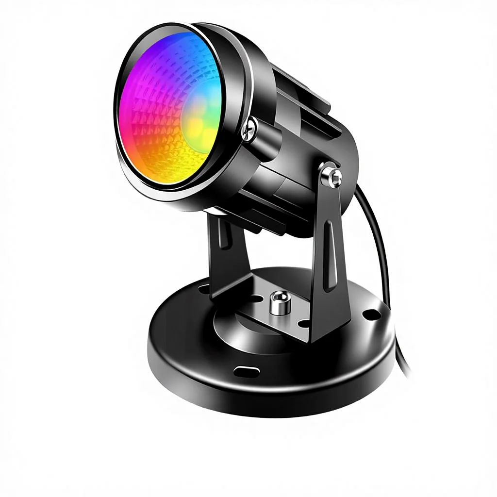 FZWLE LED-spotlights utomhus, 6 W, RGBW LED-spotlight med fjärrkontroll, färgändring, upplysning från nedre delen, 120 V, inkoppling via stickpropp, 6 fot (ca 1,8 m) sladd, golvfot
