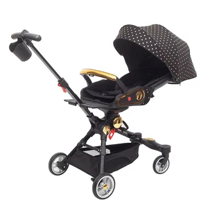 European Mama Love Baby Stroller With Rear Wheel Brake Storage Basket Leather Seat and Push Bar