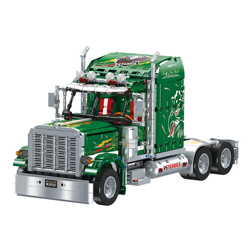 JIESTAR Simulation Peterbilt 389 American Truck Model Collectible Building  Block Brick Set Boys Gift Set Diy Truck Toy
