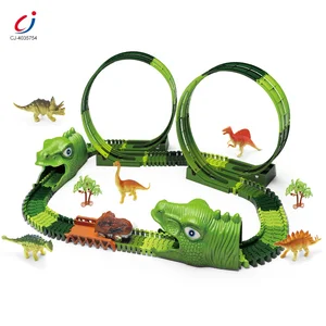 Chengji 139PCS Construction Track Play Set Building Toy New Slot Railway Toys Electric Dinosaur Racing Rail Car Slot Toy Track