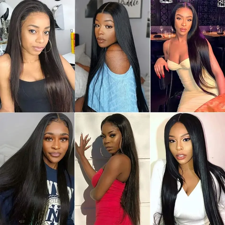 Natürliche schwarze Fischlinien-Haarverlängerungen, unsichtbarer Clip, Echthaar-Extensions, 4 Clips, echt, 16-26 Zoll_voghion.com