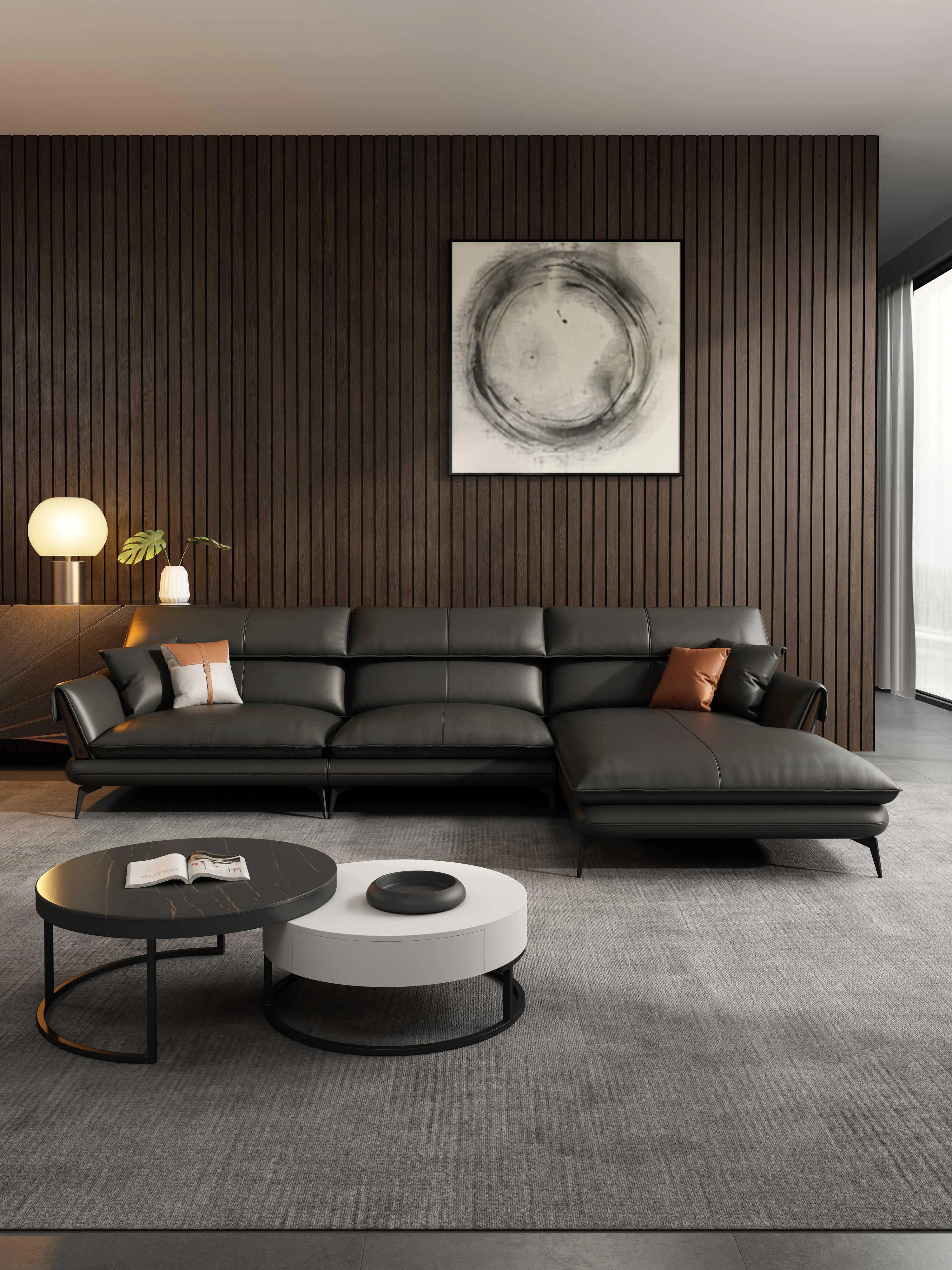 Wholesale Italian Leather Sofa Set for Modern Living Rooms