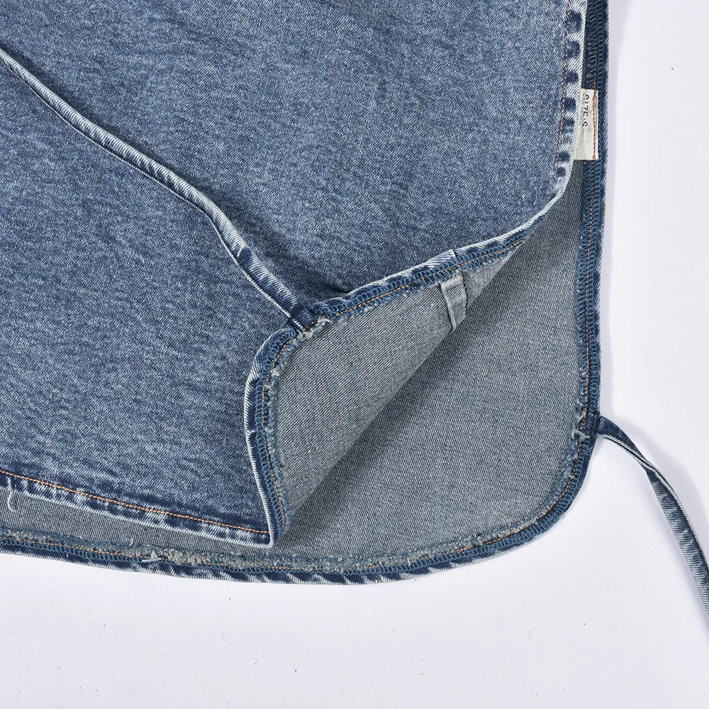 Charm Trending Products New Arrivals Two Piece Set Women Denim Clothing Denim Crop Top Denim Mini Skirt Set Women details