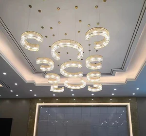 Customized LED Crystal Chandeliers for Hotels and Villas Remote Control Mode Elegant Engineering Lights for Lobby Decor
