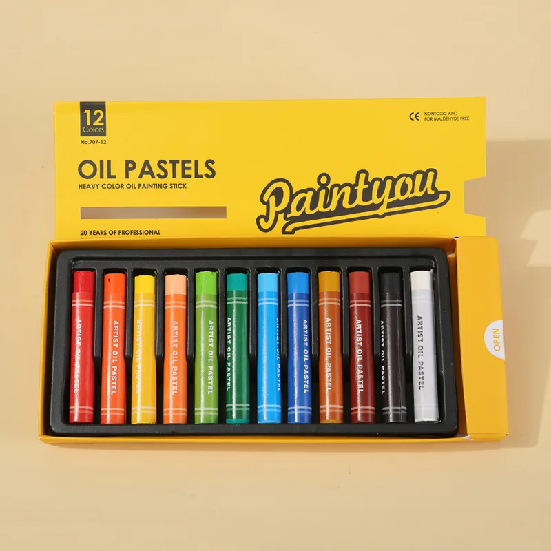 12Pcs Creamy Oil Pastels, Soft Oil Crayons Pastels Stick Light Yellow