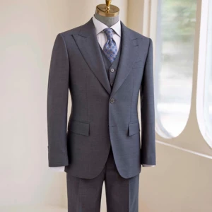 Haute Couture Men's Single Breasted Wedding Suit High Quality Wool V-Neck Collar Bespoke Design for Plus Sizes