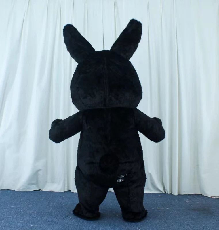 2025 Black Inflatable Plush Rabbit Mascot Costume China Supplier's Adult Easter Bunny Cosplay Style Animal/Anime