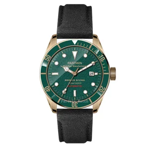 Custom Made Mechanical Watches for Men Cusn8 Bronze case Watch Diving  with Aluminum Bezel  Insert Super Luminous  Dial Markers