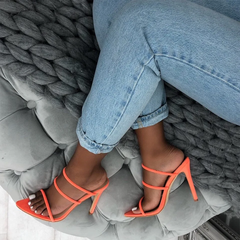 CSS499 Elastic Straps New Arrival Thin High Heel Women slippers Dress Shoes for Ladies