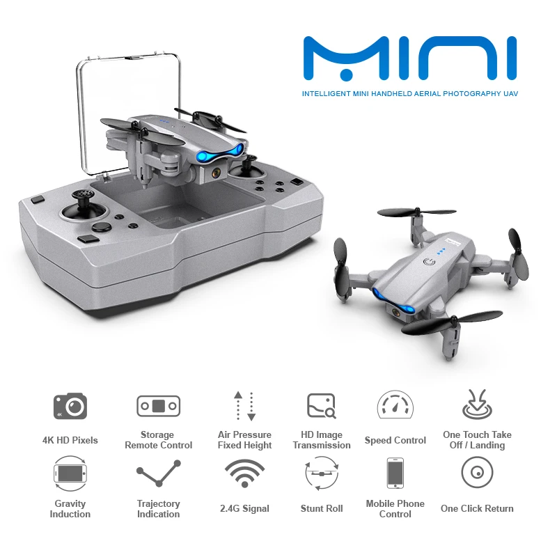 KY906 Mini Remote Control Drone 4K HD Camera Wifi FPV Pocket Foldable  Quadcopter Drone One-Key Return RC Helicopter Kid's Toy
