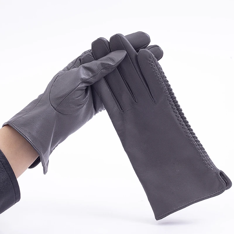 Factory Directly Sell Sheep Leather Cold-Proof Warm Lined Gloves For Women
