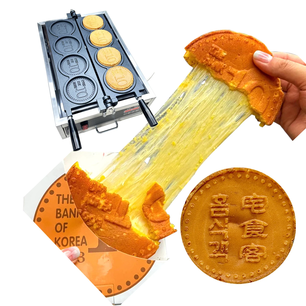 商業韓国のストリートフードマシンチーズコインパンケーキ在庫出荷準備ワッフルメーカーチーズコインパンマシン| Alibaba.com