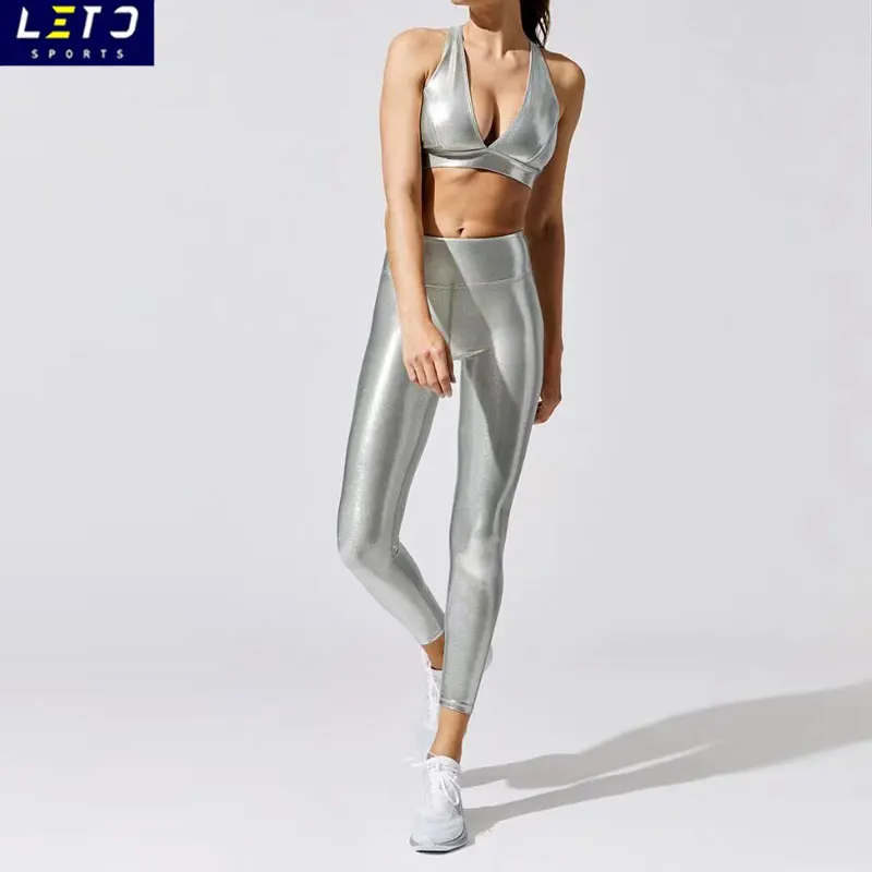 Recycled Nylon Glitter Liquid Shiny Leggings High Waist