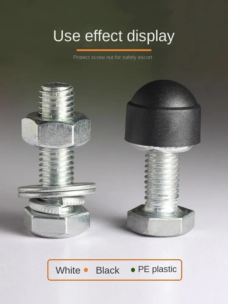 M6 White Black Hex Protection Bolt Caps Plastic  Hexagon Head Cover Pe Material Nut Bolt Cap Plastic Nut Cap 33mm 32mm