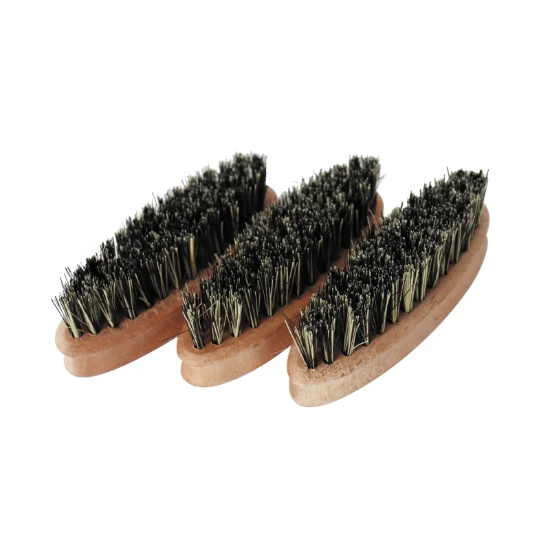Factory Supply Custom Logo Vegan Beard Brush Natural Plant Fiber Tampico Bristles Walnut Handle Beard Grooming Brush for Care