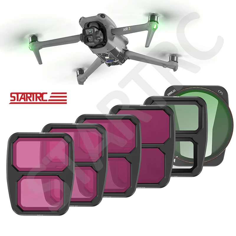 Kit Filtres ND STARTRC Pour DJI Air 3 - UV/CPL/ND8/ND16/ND32/ND64 - Version Aluminium