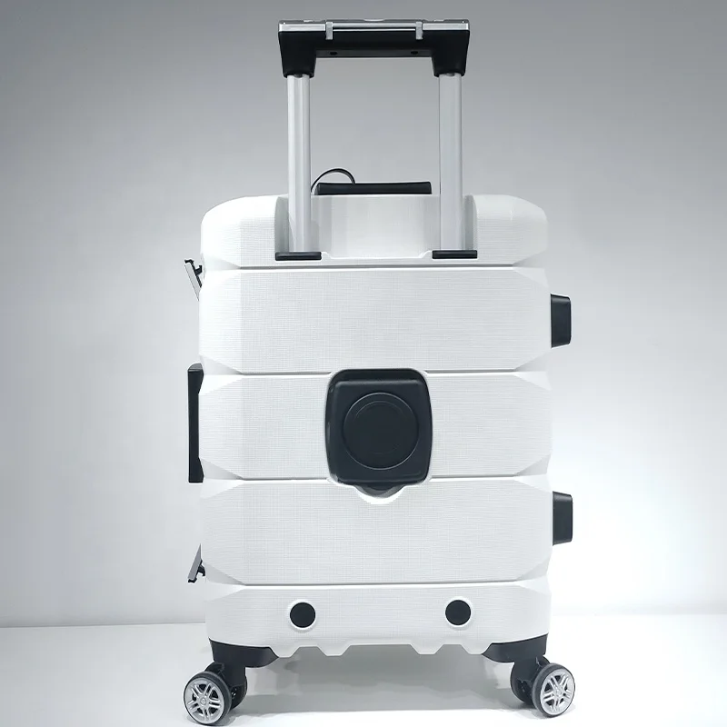 SJPP001 Multifunctional Front Open Luggage With Laptop Phone Cup Holder Trolley Travel Roller Bags 20 Inch Business Suitcase USB