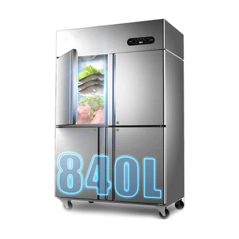 Rebirth Certificated 4 Door Upright Commercial Refrigerators and Freezers in Stainless Steel American Style Chiller