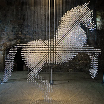 Modern Designer Romantic White Dream Horse Crystal Hanging Light For Restaurant chandelier