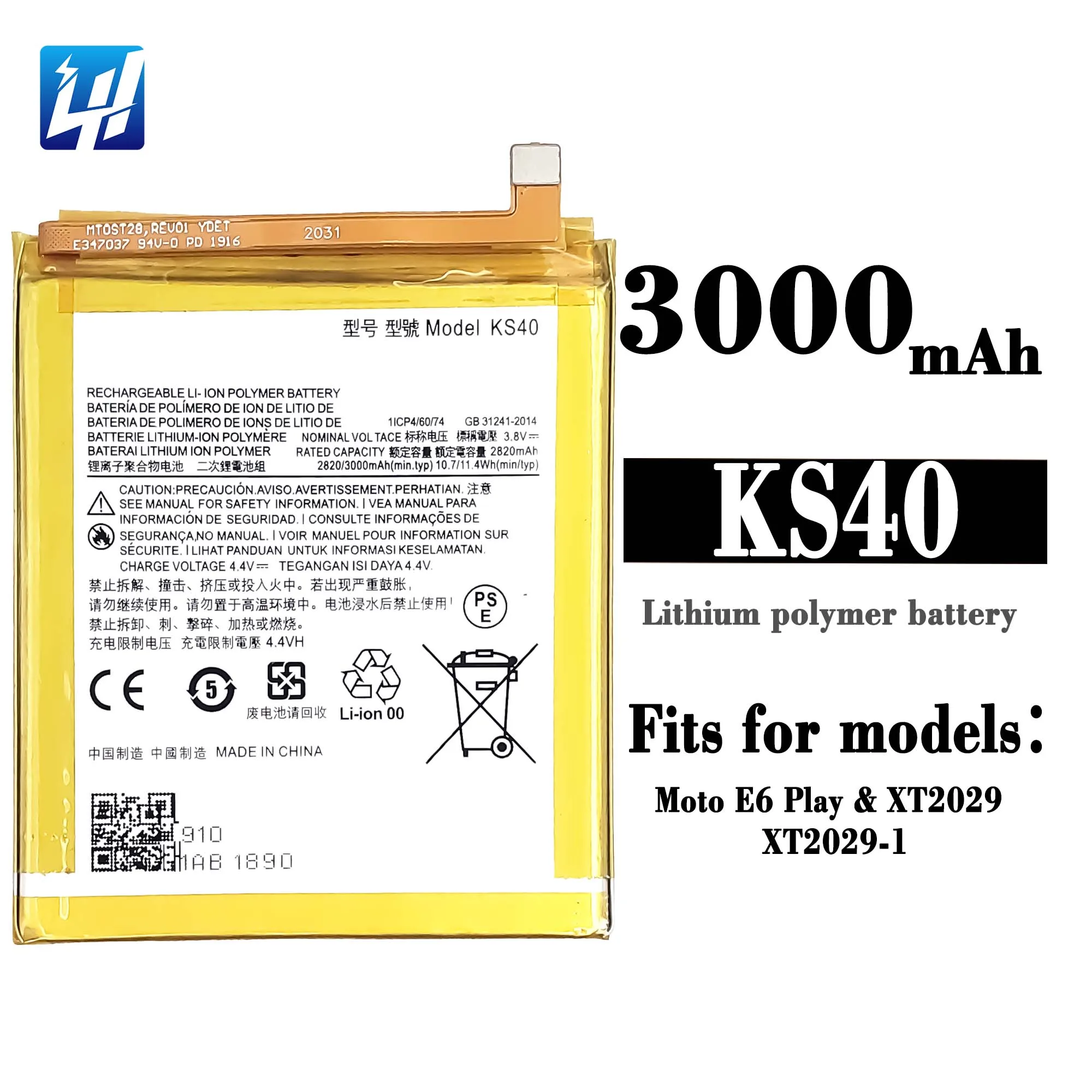 Batteria Piombo Batteria Originale Motorola KS40 2820mAh - Ricambio Per Moto E6i, E6 Play, XT2053 Batteria 100 Colpi