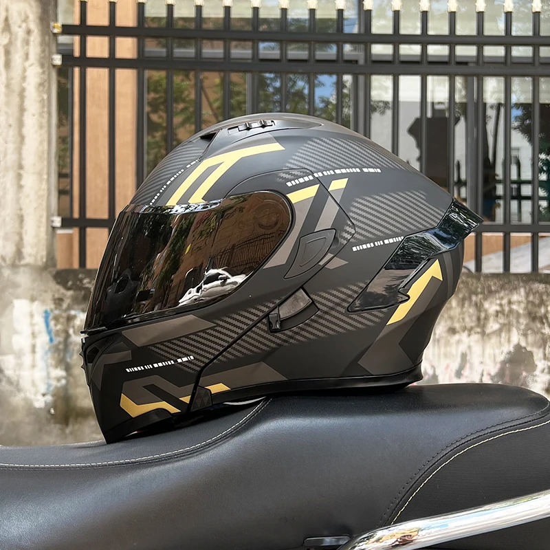 Bike Helmets Black And Gold Full Face Helmet ORZ ABS Full Face