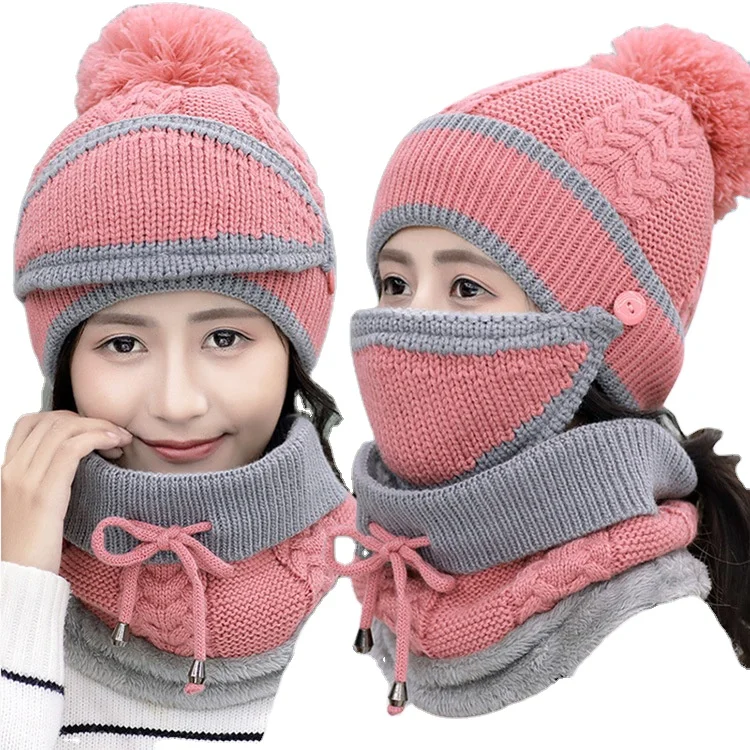 pink hat and scarf set womens