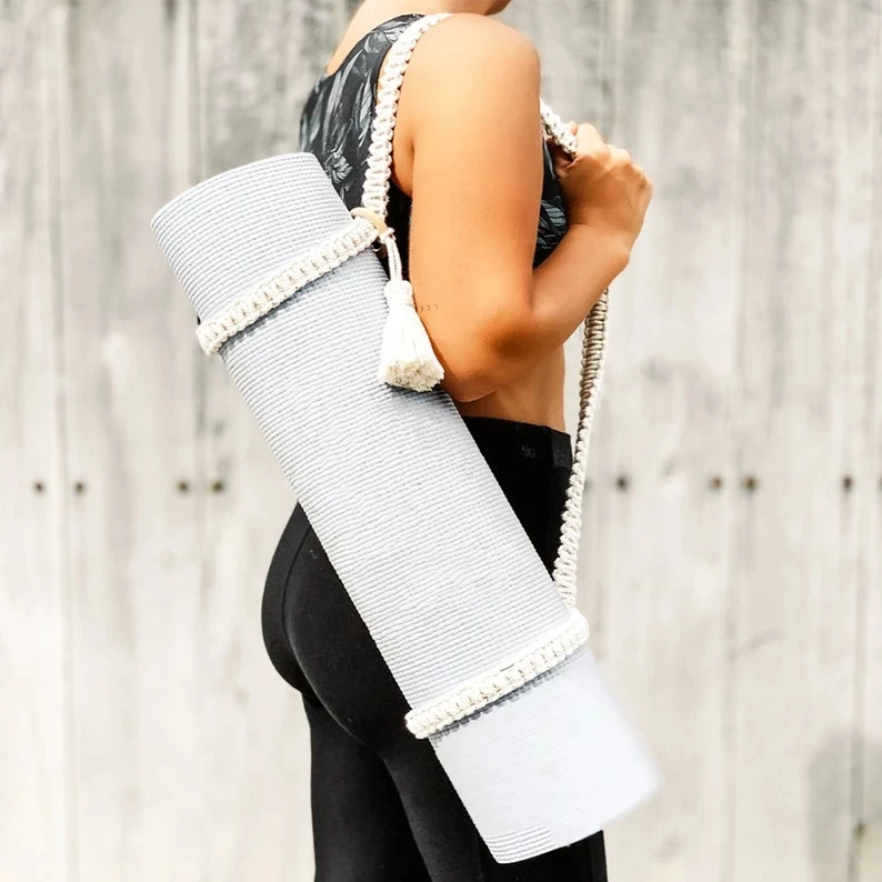 Newest Yoga Mat Carry Strap Handmade Boho Crochet Macrame Adjustable  Shoulder Strap for Yoga Mat Sling
