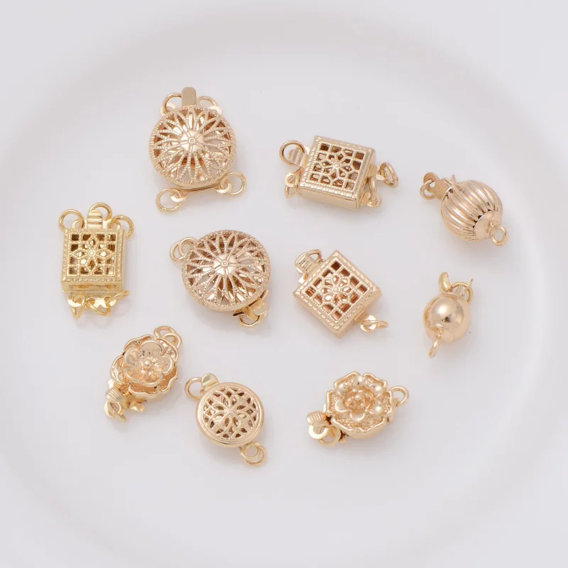 Filigree Box Pearl Safety Lock Clasps Platinum Plated Brass Single Strand Jewelry Clasps for DIY Pearl Necklace Bracelet Mak