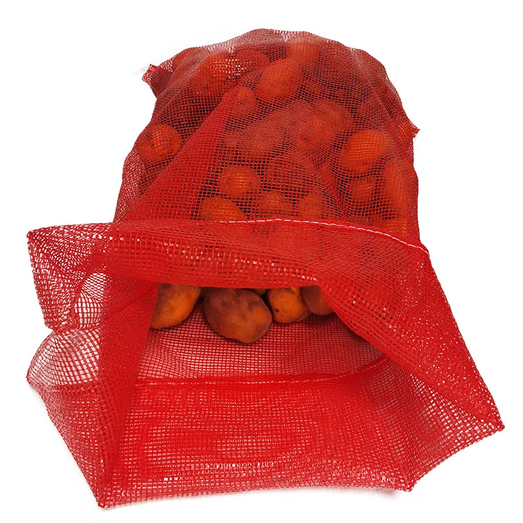 Wholesale Fruits Packaging Mesh Bag Pe Knitted Strong Plastic Raschel Net  Black Nylon Mesh Bags With Drawstring