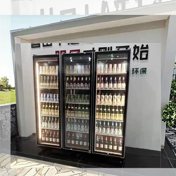 Rebirth commercial 3 doors black color cool drink fridge beer refrigerator