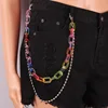 Chaîne de pantalon double couche à boucle colorée avec perles