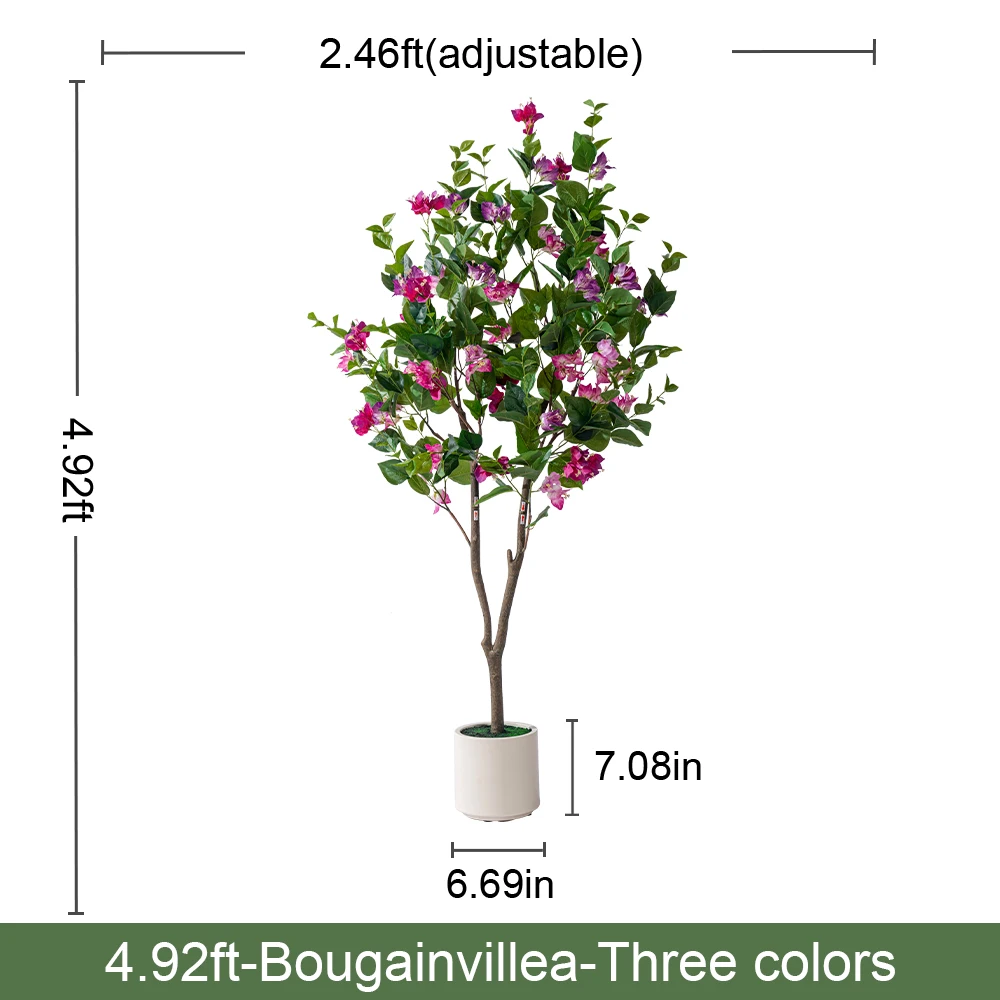 Natural Style Home Office Decor Artificial Bougainvillea PVC Green Plastic Pot Real Touch Leaves Artificial 180cm Fabric Wedding details
