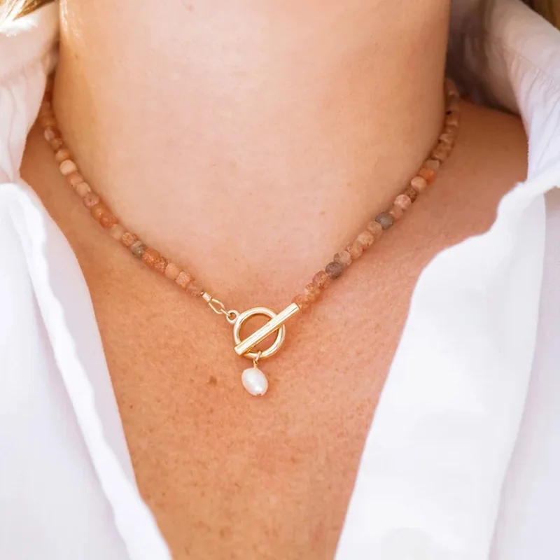 ◇Primaute◇ [Exclusive]TOGGLE SHINING NECKLACE Initial Charm Toggle Necklace - Glamrocks