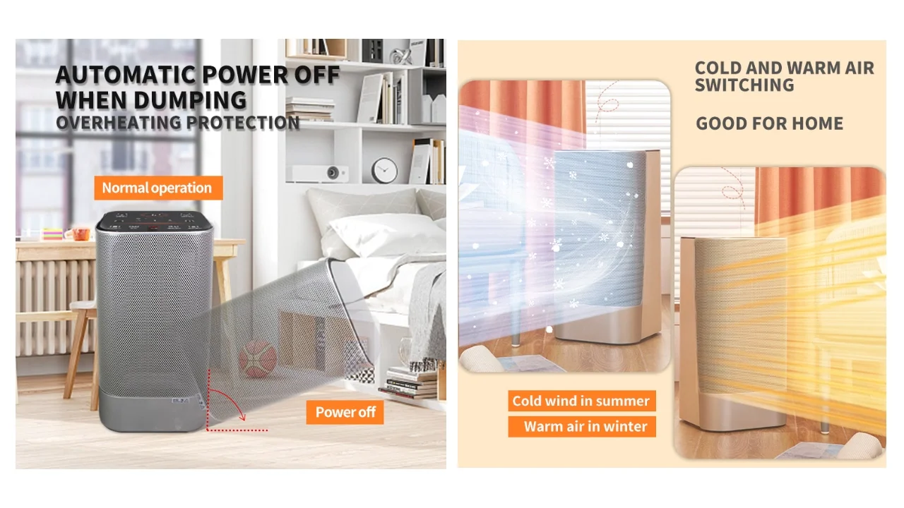 Remote Control Air Dust Filtration Cold And Warm Ptc Electric Fan