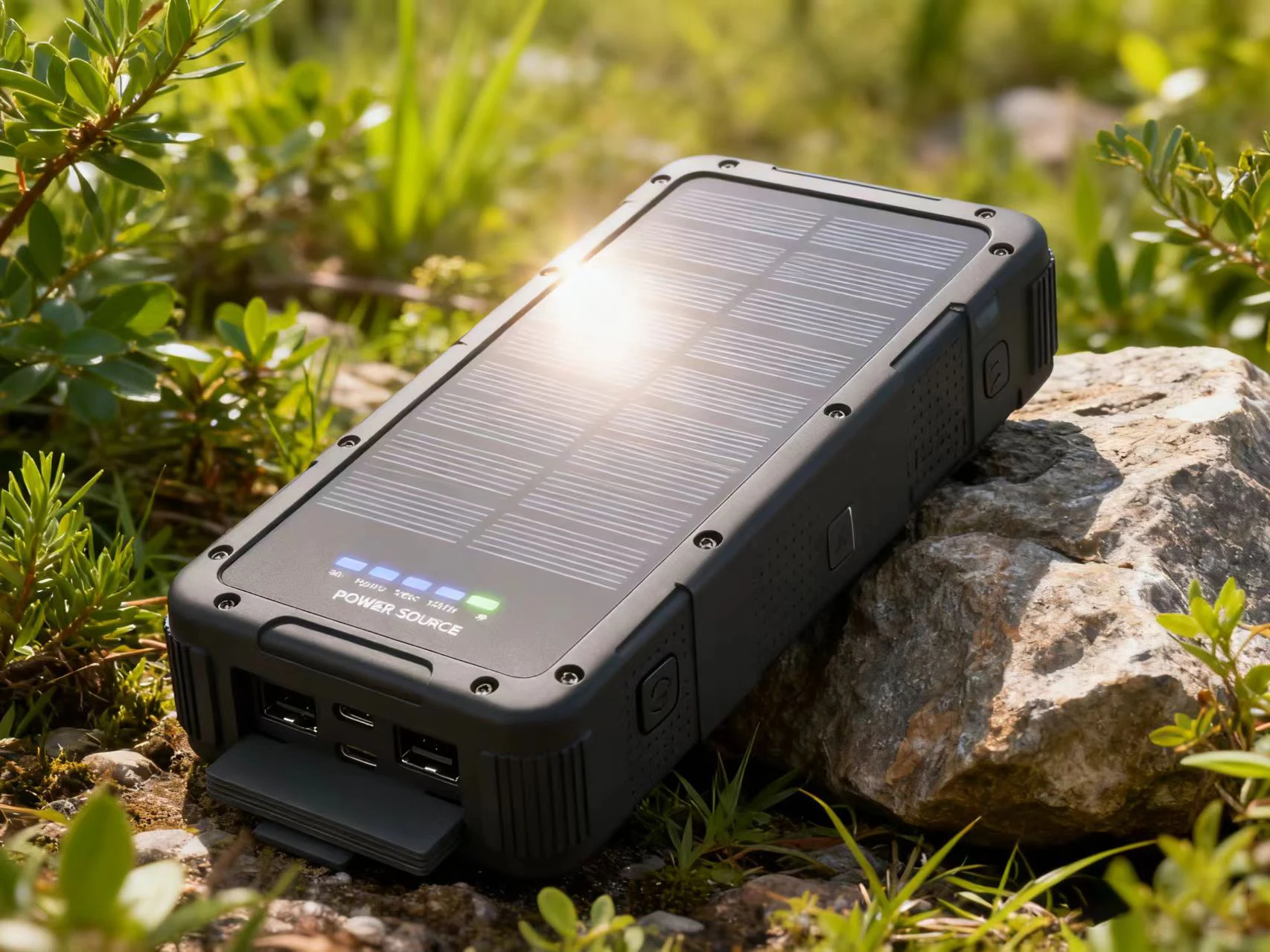 Factory Wholesale 22.5W Solar Power Bank 20000mAh, Built-in LED Light, Dual USB-A+C Output Ports, IP67 Waterproof SP6720